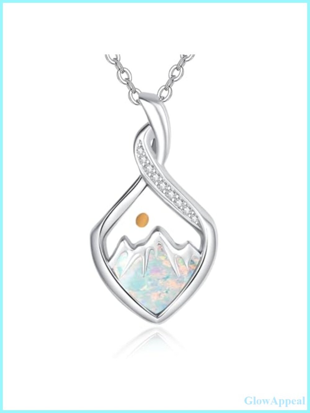 925 Sterling Silver Mustard Seed Mountain Necklace Opal Christian Faith Pendant